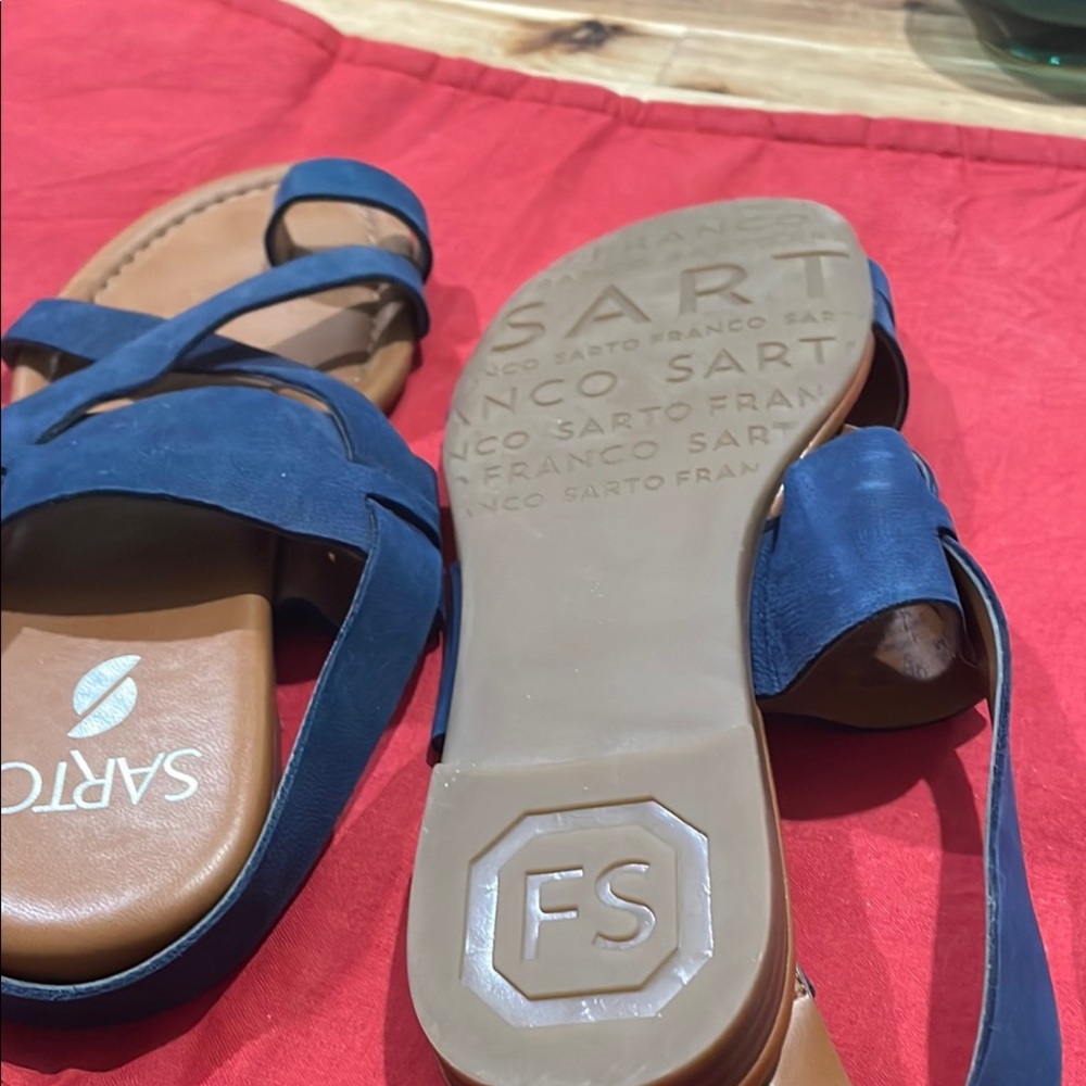 Franco Sarto Blue Sandals with Adjustable Ankle Strap - Picture 2 of 2